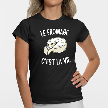 T-Shirt Femme Le fromage c'est la vie Noir
