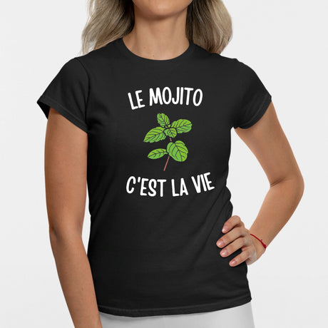 T-Shirt Femme Le mojito c'est la vie Noir