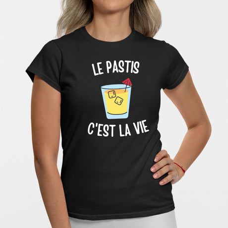 T-Shirt Femme Le pastis c'est la vie Noir