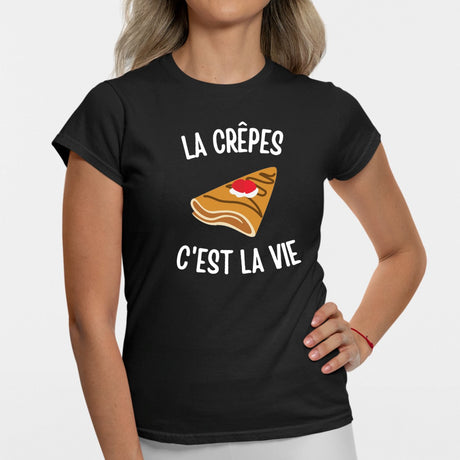 T-Shirt Femme Les crêpes c'est la vie Noir