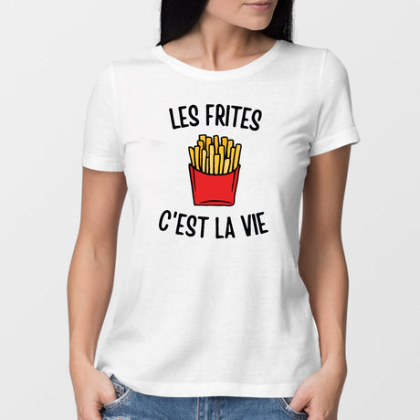 T-Shirt Femme Les frites c'est la vie Blanc