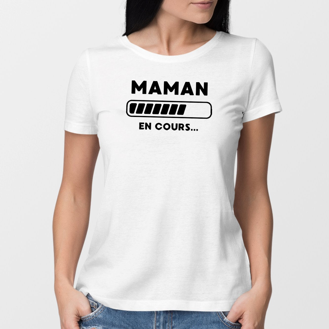 T-Shirt Femme Maman en cours Blanc