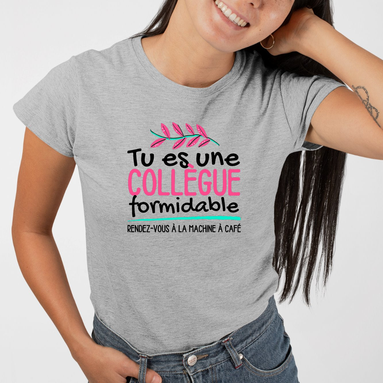 T-Shirt Femme Tu es une collègue formidable Gris