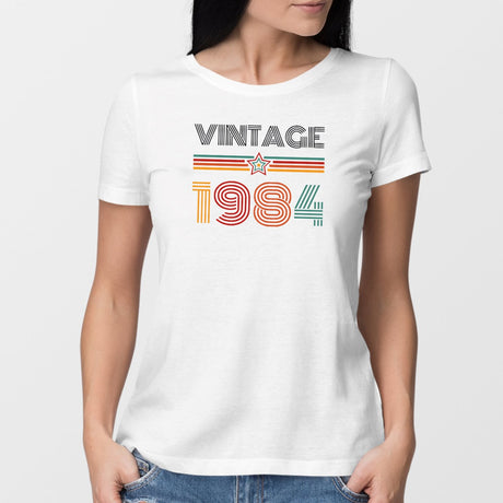 T-Shirt Femme Vintage année 1984 Blanc