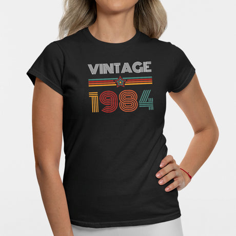 T-Shirt Femme Vintage année 1984 Noir
