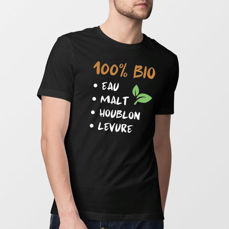 T-Shirt Homme 100% bio eau malt houblon levure Noir