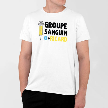 T-Shirt Homme Groupe sanguin O + Ricard Blanc