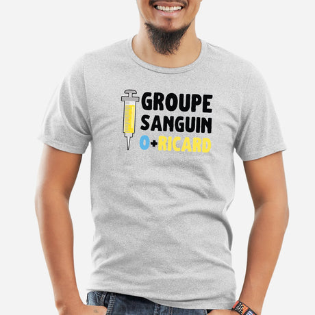 T-Shirt Homme Groupe sanguin O + Ricard Gris