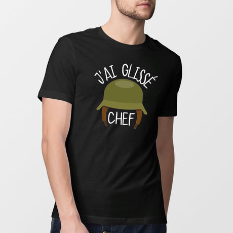 T-Shirt Homme J'ai glissé chef Noir