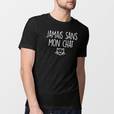 T-Shirt Homme Jamais sans mon chat Noir