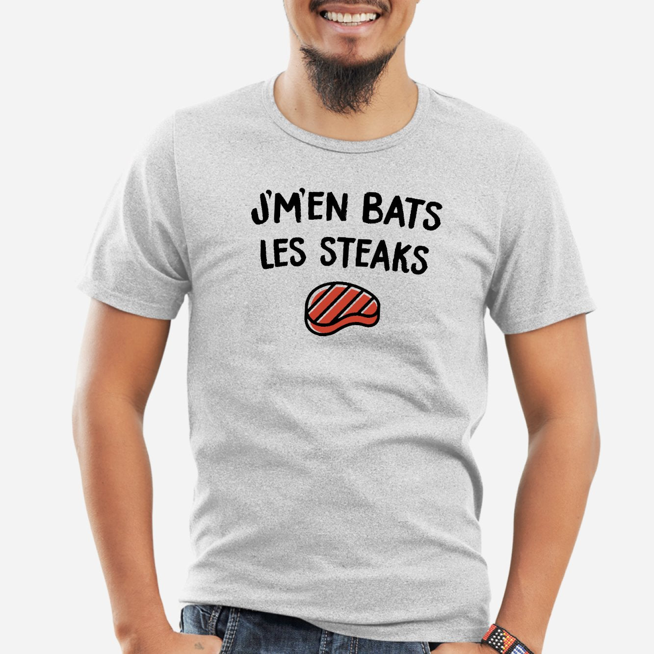 T-Shirt Homme J'm'en bats les steaks Gris