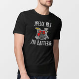 T-Shirt Homme J'peux pas j'ai batterie Noir