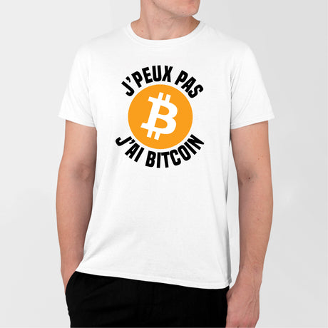 T-Shirt Homme J'peux pas j'ai Bitcoin Blanc