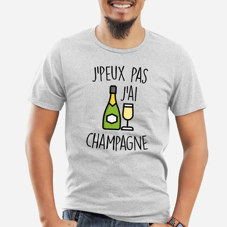 T-Shirt Homme J'peux pas j'ai champagne Gris