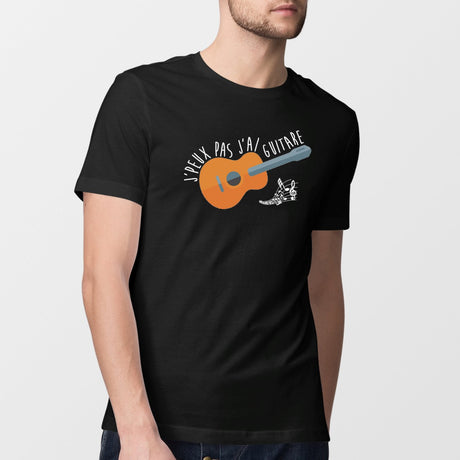 T-Shirt Homme J'peux pas j'ai guitare Noir