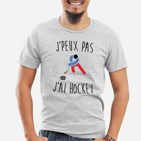 T-Shirt Homme J'peux pas j'ai hockey Gris