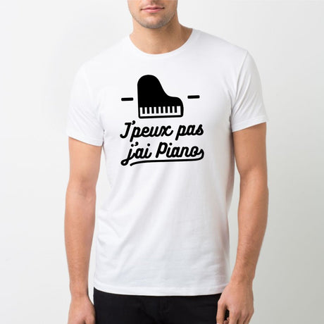 T-Shirt Homme J'peux pas j'ai piano Blanc