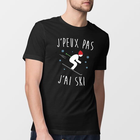 T-Shirt Homme J'peux pas j'ai ski Noir