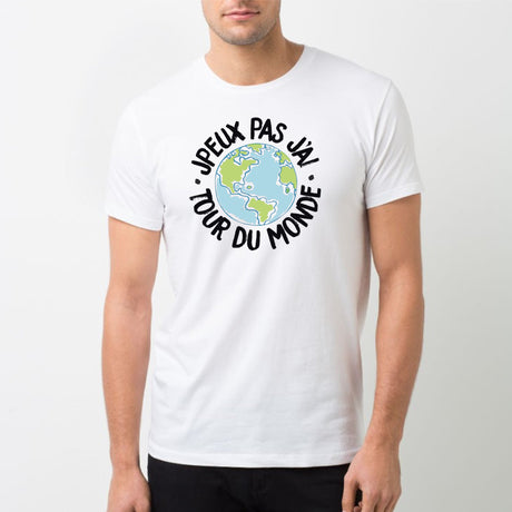 T-Shirt Homme J'peux pas j'ai tour du monde Blanc