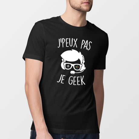 T-Shirt Homme J'peux pas je geek Noir