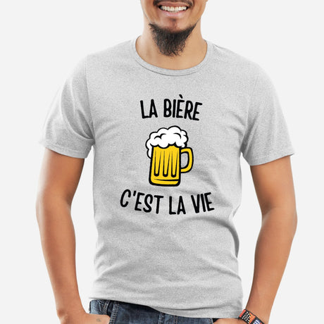T-Shirt Homme La bière c'est la vie Gris