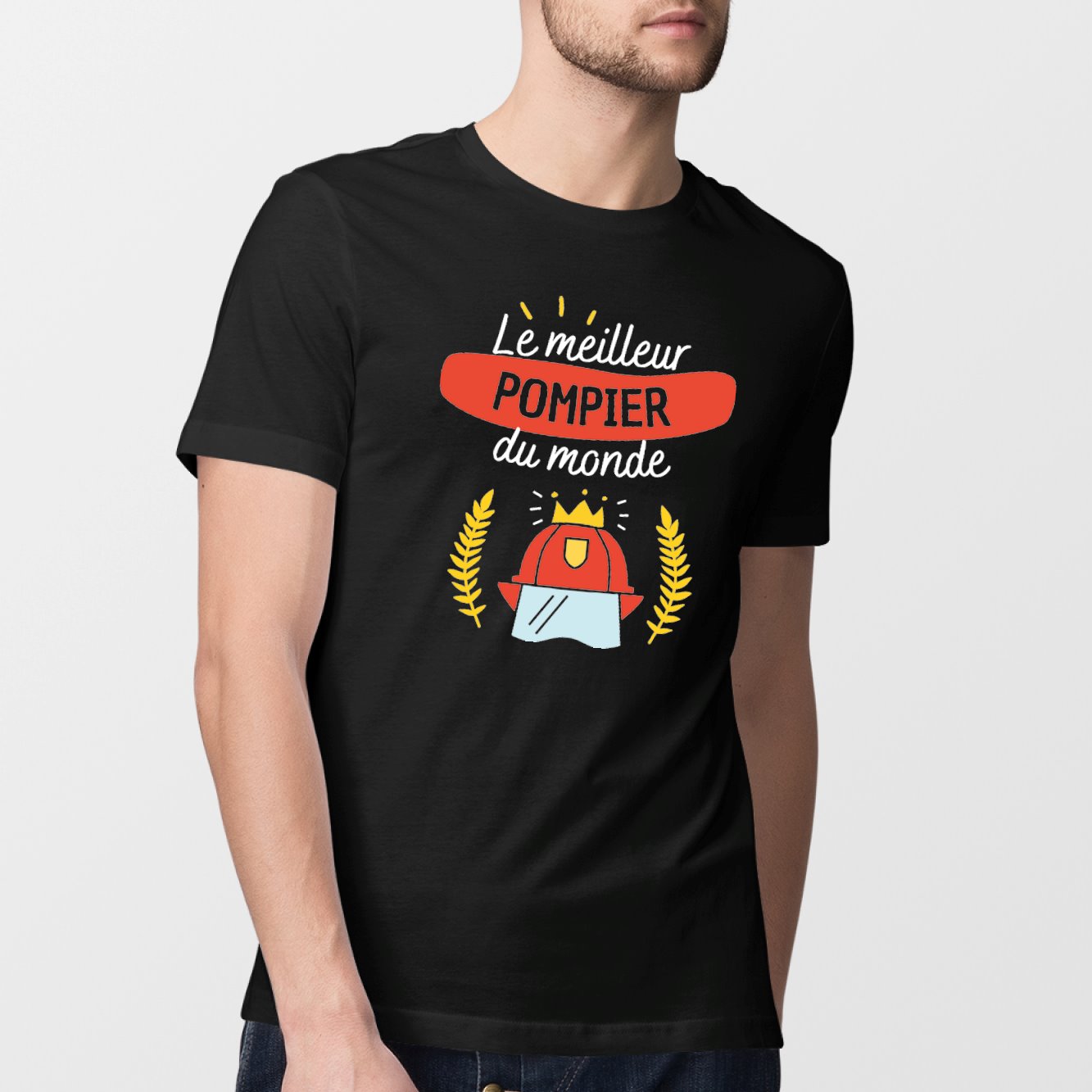 T-Shirt Homme Le meilleur pompier du monde Noir