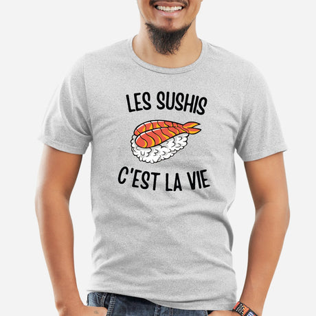 T-Shirt Homme Les sushis c'est la vie Gris