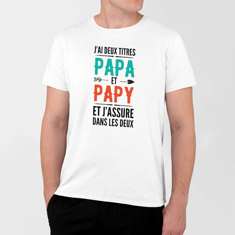 T-Shirt Homme Papa et papy Blanc