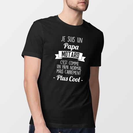 T-Shirt Homme Papa motard Noir
