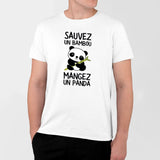 T-Shirt Homme Sauvez un bambou, mangez un panda Blanc