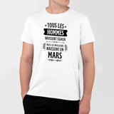 T-Shirt Homme Tous les hommes naissent égaux les meilleurs en mars Blanc