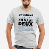 T-Shirt Homme Un homme AZERTY en vaut deux Gris