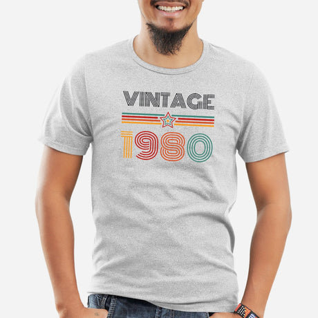 T-Shirt Homme Vintage année 1980 Gris