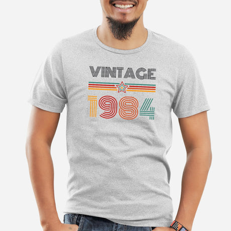 T-Shirt Homme Vintage année 1984 Gris