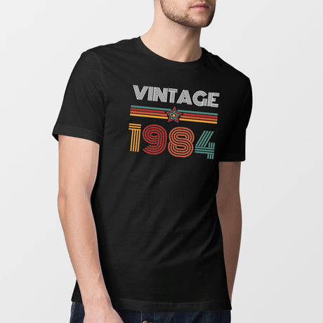 T-Shirt Homme Vintage année 1984 Noir