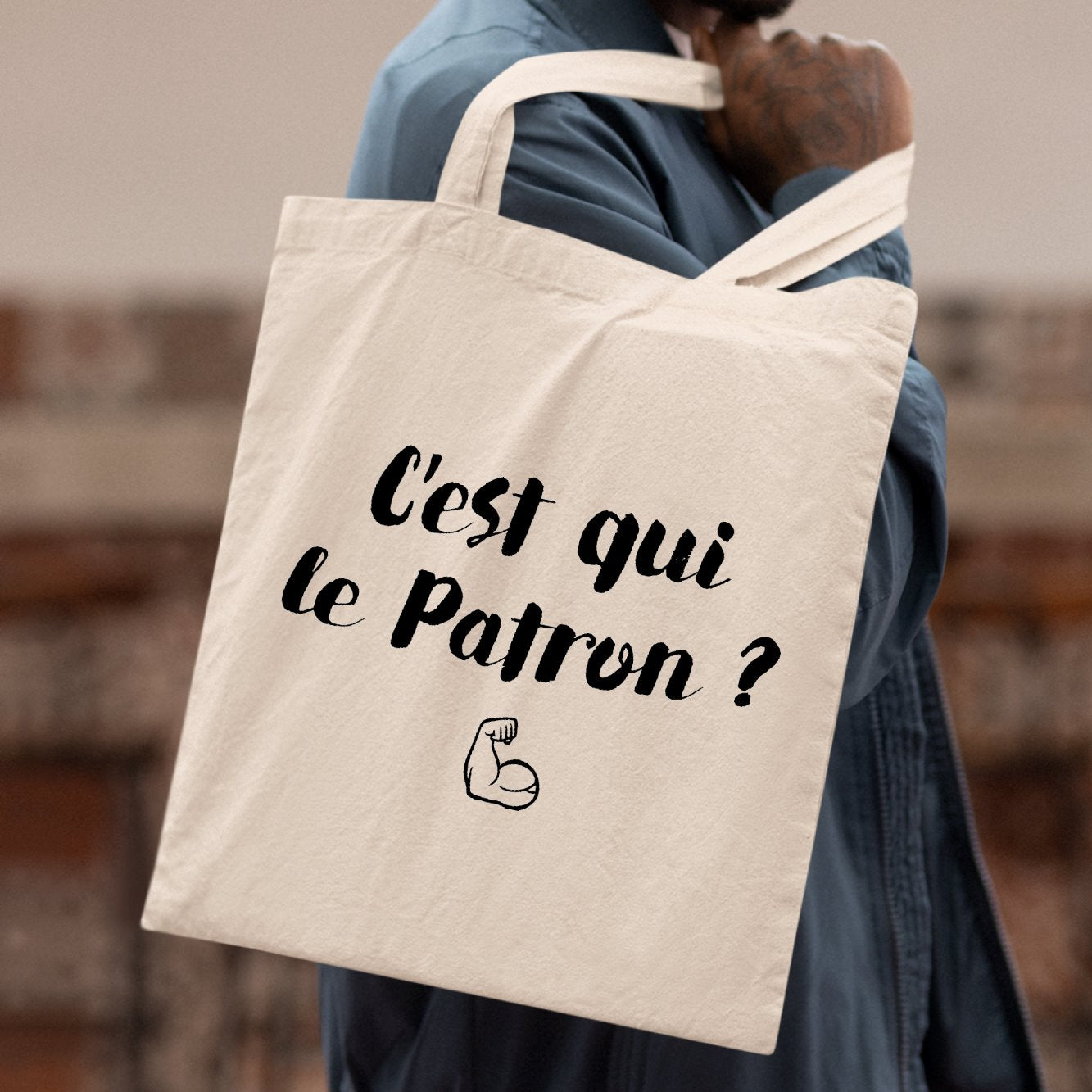 Tote bag C'est qui le patron Beige